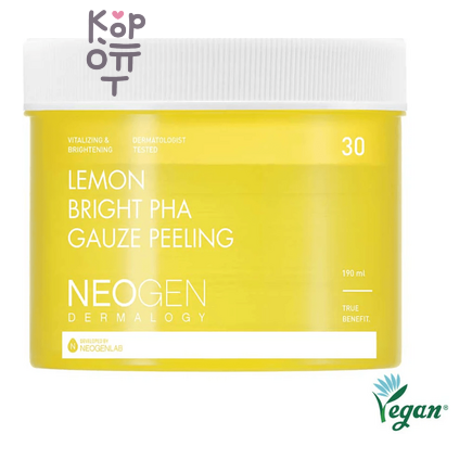 Neogen Dermalogy Lemon Bright PHA Gauze Peeling Pad - Осветляющие пилинг-пэды с Лимоном 30 шт./190 мл