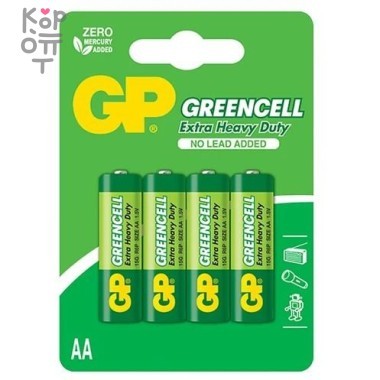 Солевые батарейки GP Greencell 15G-2CR4(размер AA - 4 шт.) — Корейские товары для всей семьи(КорОпт)