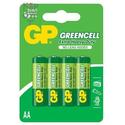 Солевые батарейки GP Greencell 15G-2CR4(размер AA - 4 шт.)