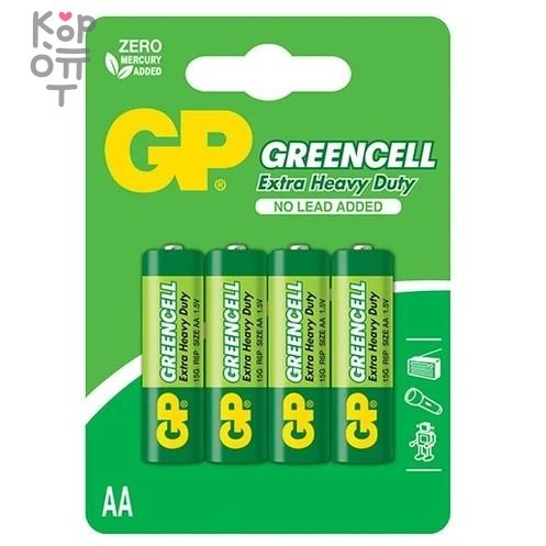 Солевые батарейки GP Greencell 15G-2CR4(размер AA - 4 шт.)