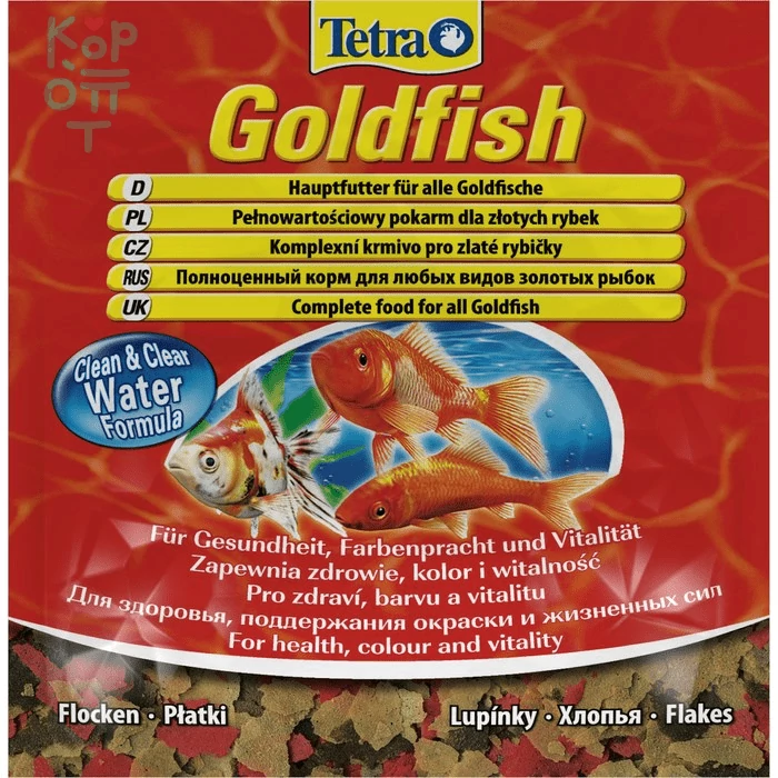 TetraGoldfish корм в хлопьях для всех видов золотых рыбок 12 г (sachet), купить с доставкой на дом фото 1 — Корейские товары для всей семьи(КорОпт)