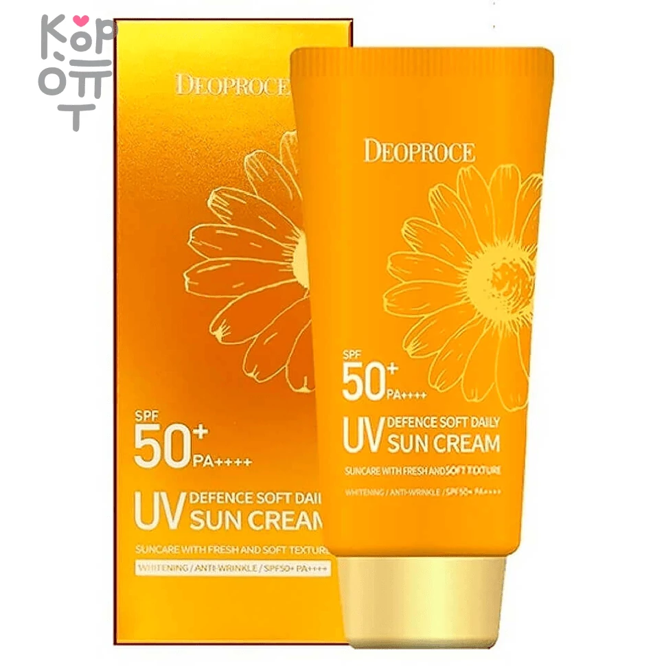 Deoproce UV Defence Soft Daily Sun Cream SPF 50+/PA+++ - Солнцезащитный крем с экстрактом Ромашки и фактором защиты SPF50+ PA++++ 70гр., купить с доставкой на дом фото 1 — Корейские товары для всей семьи(КорОпт)