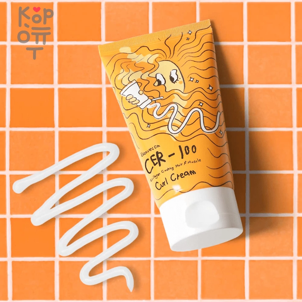 Elizavecca CER-100  Collagen Coating Hair A+ Muscle Curl Cream - Несмываемый крем для вьющихся волос с Коллагеном 120мл., купить с доставкой на дом фото 1 — Корейские товары для всей семьи(КорОпт)