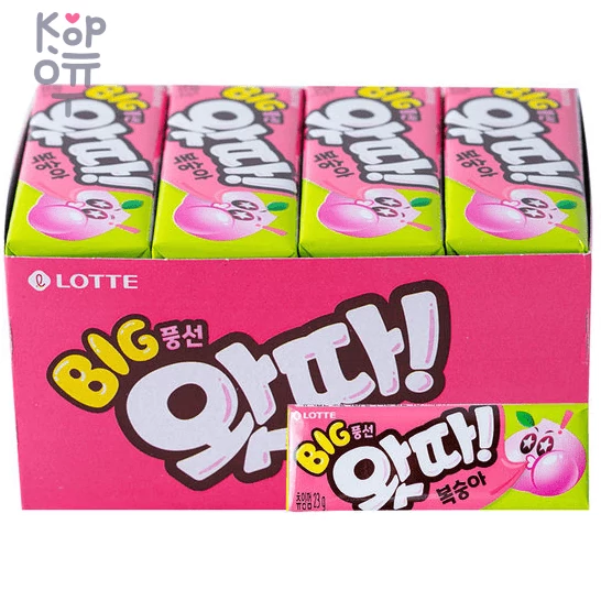 LOTTE WHATTA Big Bubble Gum Peach - Жевательная резинка со вкусом Персика, 23гр. — Корейские товары для всей семьи(КорОпт)