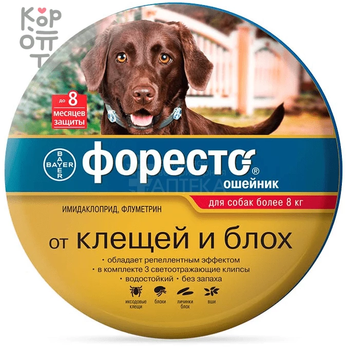 Bayer Форесто ошейник для собак более 8 кг, 70 см, купить с доставкой на дом фото 1 — Корейские товары для всей семьи(КорОпт)