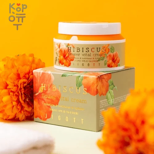 Jigott Hibiscus Flower Vital Cream - Антивозрастной крем для лица с экстрактом гибискуса, 100мл., купить с доставкой на дом фото 1 — Корейские товары для всей семьи(КорОпт)