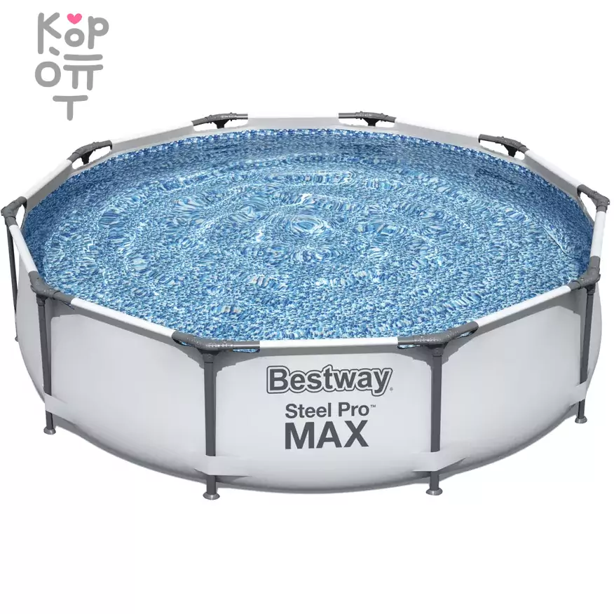 Каркасный бассейн Bestway Steel Pro MAX Frame Pool модель 56406, 305х76см(4678л.), светло-серый, круглый, купить с доставкой на дом фото 1 — Корейские товары для всей семьи(КорОпт)
