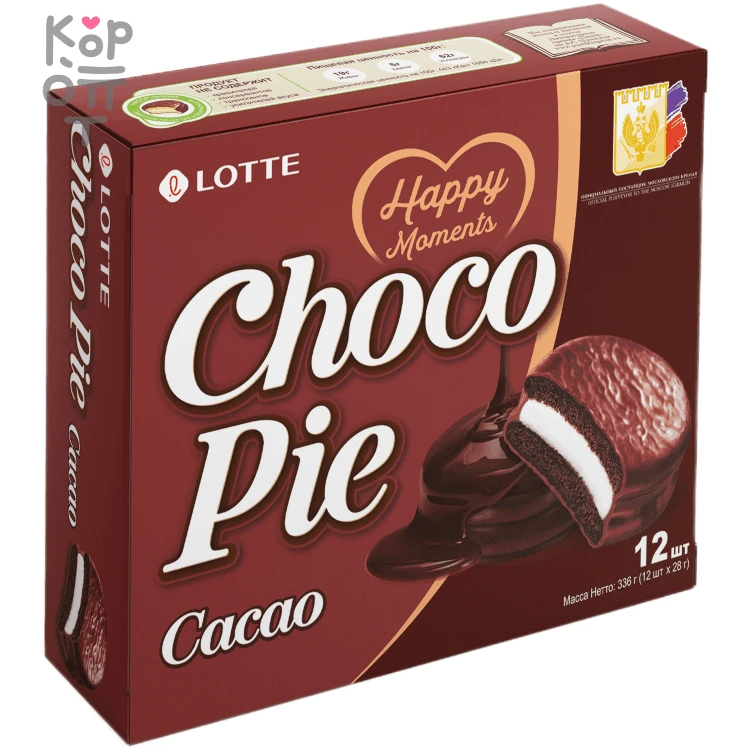 Lotte Choco Pie Cacao - Изысканное пирожное Чокопай Шоколадный. — Корейские товары для всей семьи(КорОпт)