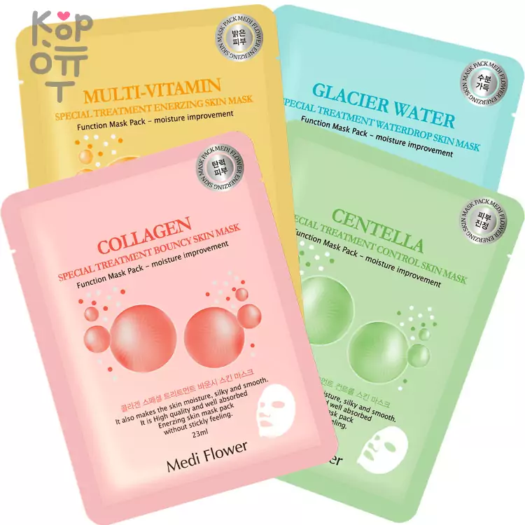 Medi Flower Special Treatment Bouncy Mask Pack - Тканевая увлажняющая маска для лица 23мл., купить с доставкой на дом фото 1 — Корейские товары для всей семьи(КорОпт)