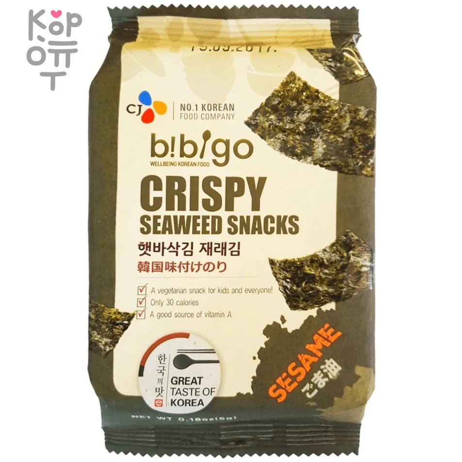 CJ Bibigo Crispy Seaweed Snacks Original Flavor - Хрустящая морская капуста с оригинальным вкусом 5гр., купить с доставкой на дом фото 1 — Корейские товары для всей семьи(КорОпт)