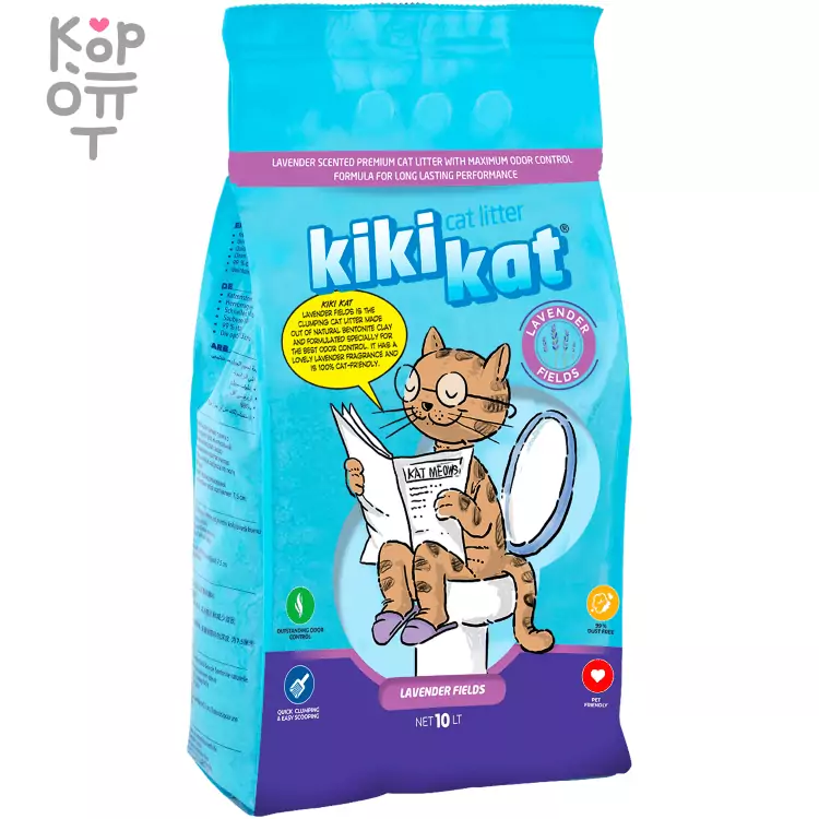 KikiKat Бентонитовый наполнитель для кошачьего туалета супер-белый комкующийся с ароматом. — Корейские товары для всей семьи(КорОпт)