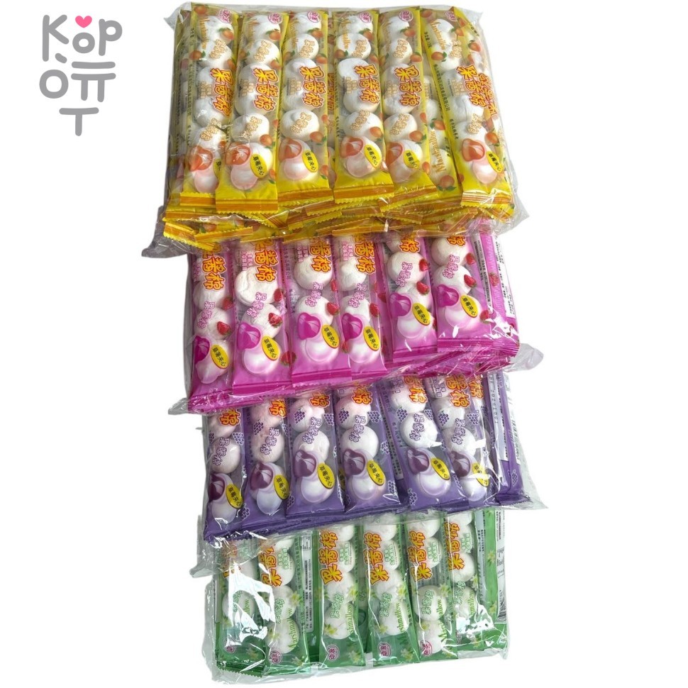 Маршмеллоу BingZai - Зефир с фруктовой начинкой и вкусом (Апельсина, Клубники, Винограда, Яблока), купить с доставкой на дом фото 1 &mdash; Корейские товары для всей семьи(КорОпт)