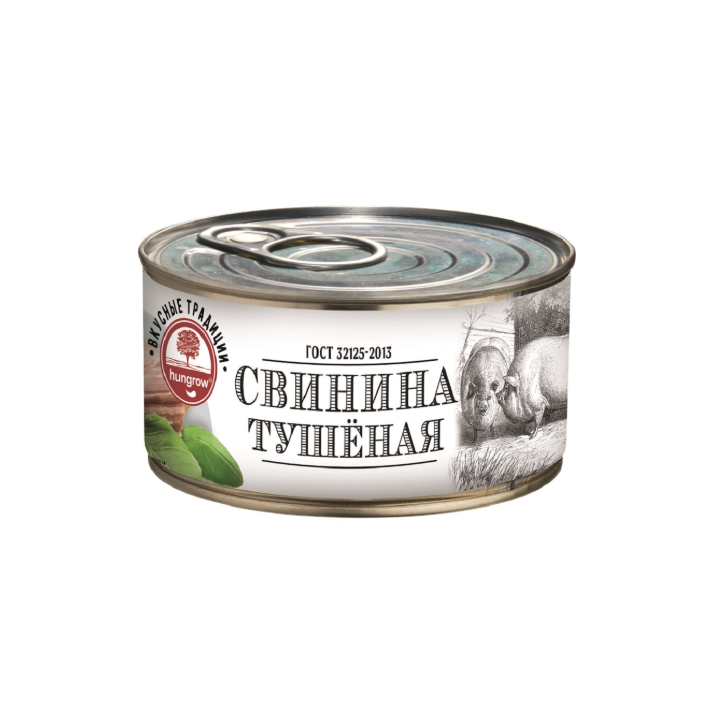 Хангроу — Свинина тушеная ГОСТ в жестяной банке 325 г × 12