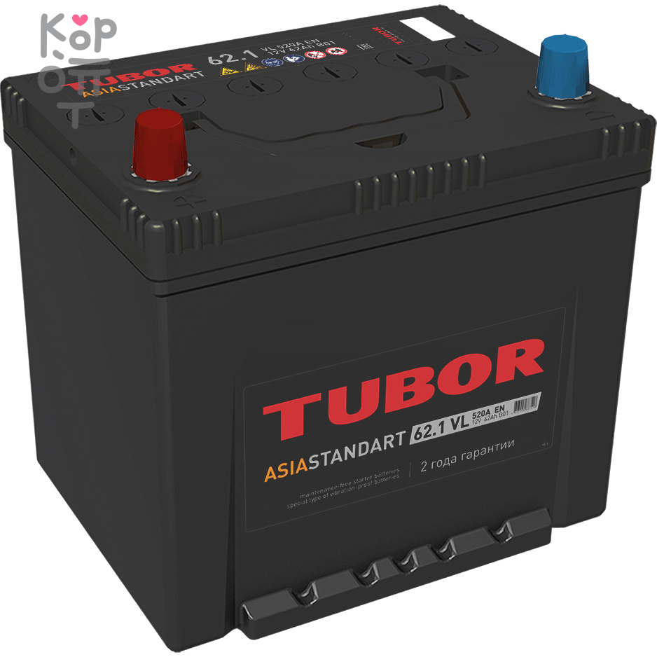Аккумулятор TUBOR ASIA STANDART 6СТ-62.1 VL B01, 62A, D23 ( R ), купить с доставкой на дом фото 1 — Корейские товары для всей семьи(КорОпт)