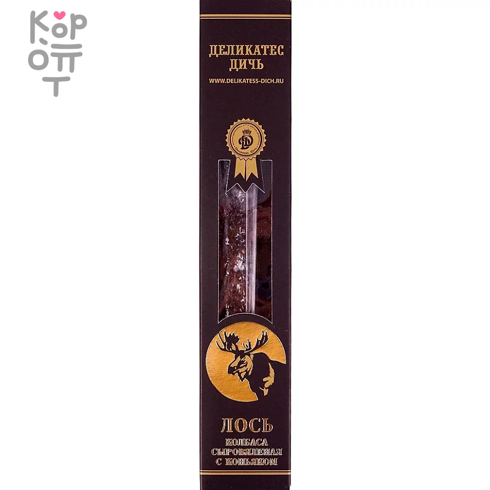 Деликатес Дичь - Колбаса из мяса лося сыровяленая с коньяком в подарочной упаковке 200гр. , купить с доставкой на дом фото 1 — Корейские товары для всей семьи(КорОпт)