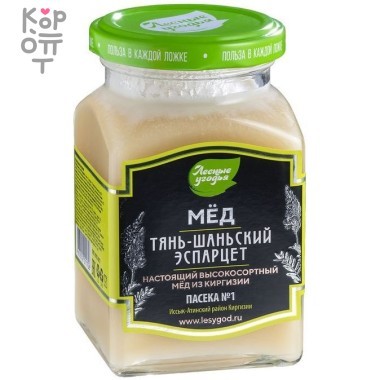 Мёд натуральный Тянь-Шанский эспарцет, стекл. б., Лесные угодья, 320гр. &mdash; Корейские товары для всей семьи(КорОпт)