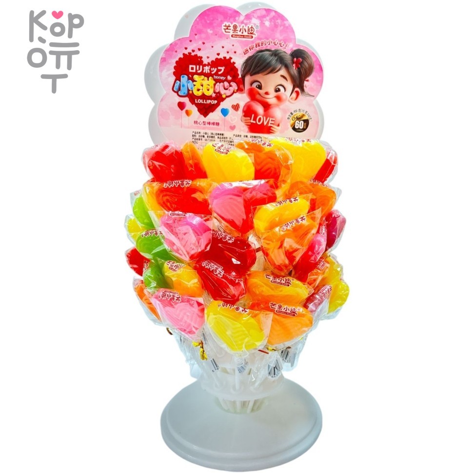 Леденец на палочке MangGuo Fruit's three - Фруктовое дерево, сердца, купить с доставкой на дом фото 1 — Корейские товары для всей семьи(КорОпт)