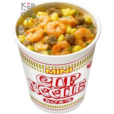 NISSIN Cup Noodle Mini Лапша сублимированная, креветки с соевым соусом, стакан, 36 г