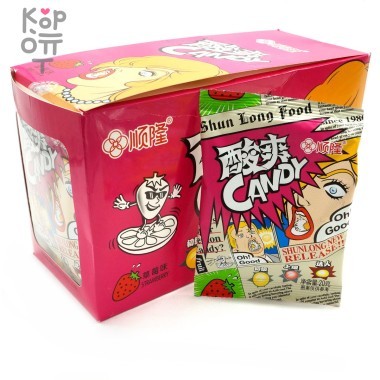 Конфеты Shun Long Food Самый крутой кислый леденец со вкусом Клубники — Корейские товары для всей семьи(КорОпт)