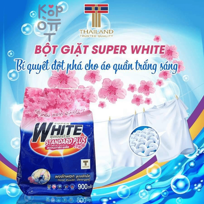 Super White - Стиральный порошок Супер белизна, Стандарт плюс, для любого типа белья, мягкая упаковка, 900 г