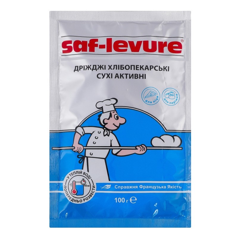 Saf-Levure — Active Dry Yeast — Дрожжи хлебопекарные сухие активные, 100 г — коробка 80 шт