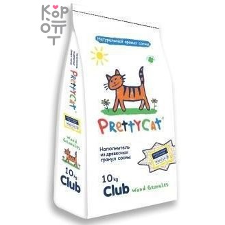 PrettyCat Наполнитель древесный для кошачьих туалетов 'Wood Granules'10 кг