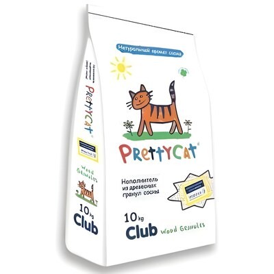 PrettyCat Наполнитель древесный для кошачьих туалетов 'Wood Granules'10 кг