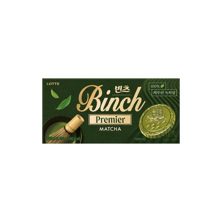 Lotte — Binch Premier Matcha — Печенье с шоколадной глазурью и зелёным чаем, 102 г