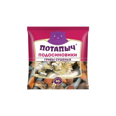 ПОТАПЫЧ — Грибы сушеные ПОТАПЫЧ Подосиновики 40 гр пакет 1\\8