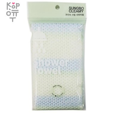 Мочалка для тела с объёмным плетением «Шишечки» &quot;Cream Shower Towel&quot; (мягкая) размер 22 см х 90 см — Корейские товары для всей семьи(КорОпт)