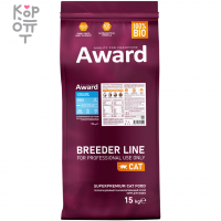 AWARD Sterilized Сухой корм для взрослых стерилизованных кошек с Белой Рыбой с добавлением Семян Льна, Клюквы и Цикория.