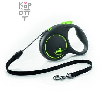 flexi рулетка Black Design S (до 12 кг) 5 м трос черный/зеленый