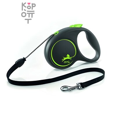 flexi рулетка Black Design S (до 12 кг) 5 м трос черный/зеленый