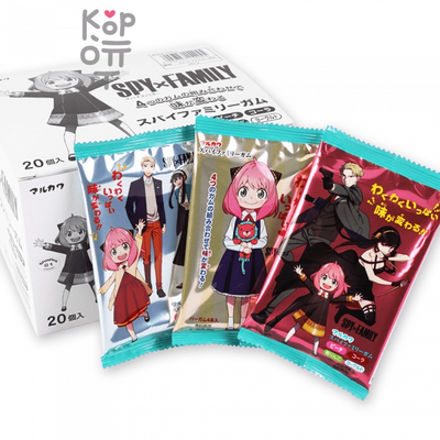 Marukawa Spy Family Chewing Gum Assorted Flavour - Резинка жевательная "Шпионская семейка" (персик, зел. яблоко, йогурт, кола) 10гр.*20шт. в блоке.