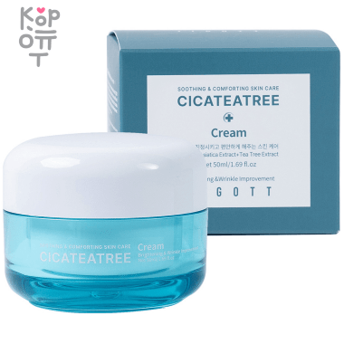 Jigott Soothing Cica&amp;Tea Tree Cream - Крем для лица с экстрактами Центеллы Азиатской и Чайного Дерева 50мл. — Корейские товары для всей семьи(КорОпт)