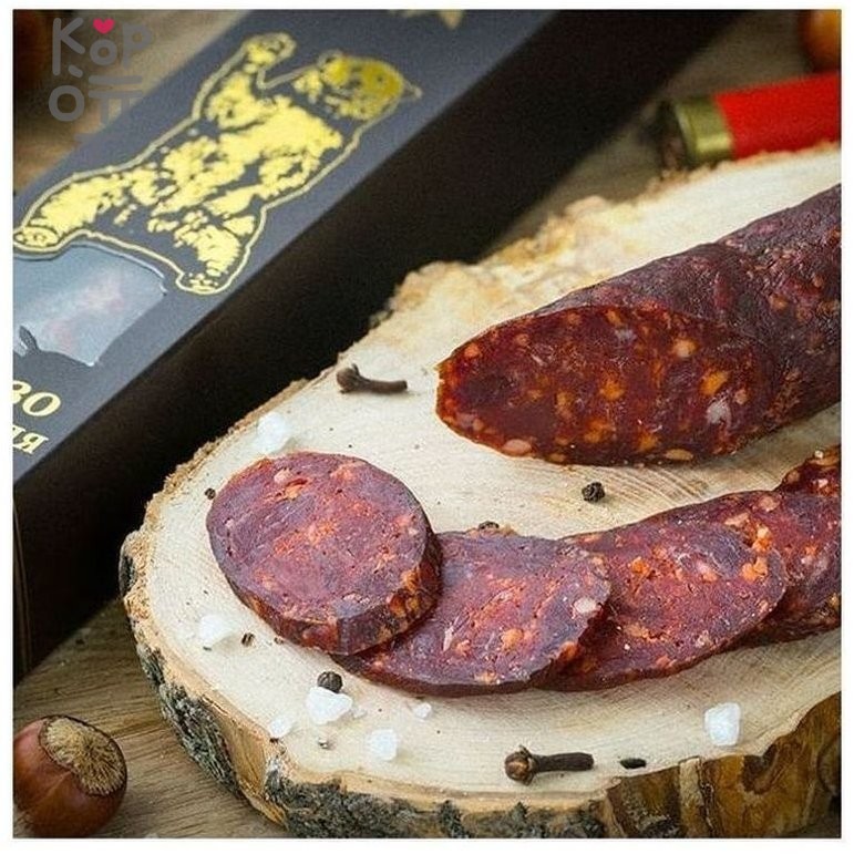 Колбаса Чоризо из медведя сырокопченая в подарочной упаковке, Деликатес Дичь, 175г, купить с доставкой на дом фото 1 — Корейские товары для всей семьи(КорОпт)