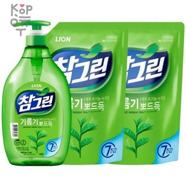 CJ LION Chamgreen Green Tea - Средство для посуды, фруктов и овощей - Зеленый чай &mdash; Корейские товары для всей семьи(КорОпт)