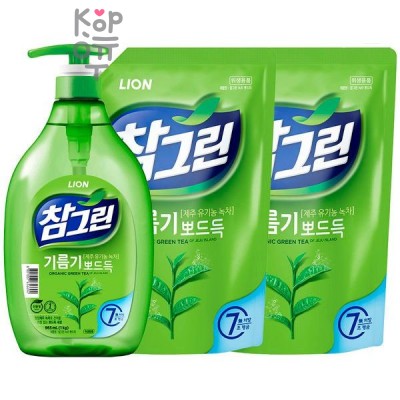 CJ LION Chamgreen Green Tea - Средство для посуды, фруктов и овощей - Зеленый чай