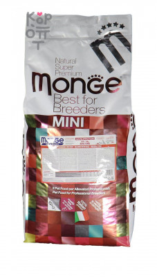 Сухой корм Monge Dog PFB Specialty Monoprotein Mini 27/14 для взрослых собак мелких пород с лососем 15кг.