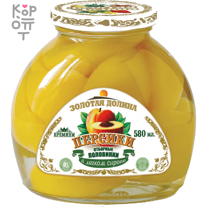 Золотая Долина - Персики отборные в легком сиропе, половинки , купить с доставкой на дом фото 1 &mdash; Корейские товары для всей семьи(КорОпт)