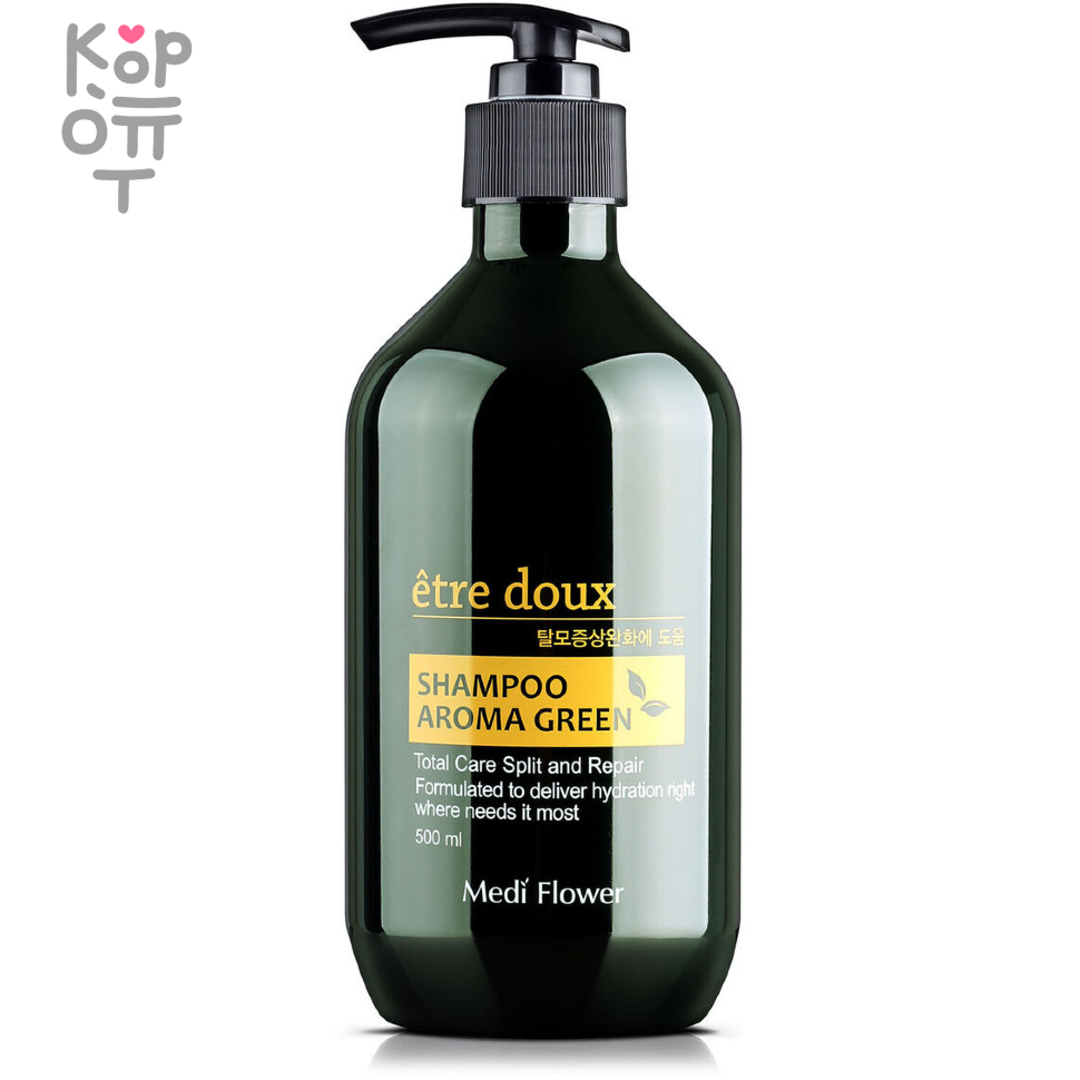 Medi Flower Etre Doux Aroma Green Hair Shampoo - Шампунь против выпадения волос с травяным комплексом 500мл., купить с доставкой на дом фото 1 &mdash; Корейские товары для всей семьи(КорОпт)