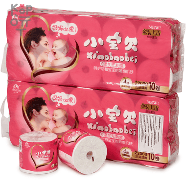 Xiaobaobei - Туалетная бумага &quot;Любовь Мамы&quot;, втулка, 4-х слойная, с перфорацией, 32м., 267 листов, 10 рулонов в спайке — Корейские товары для всей семьи(КорОпт)