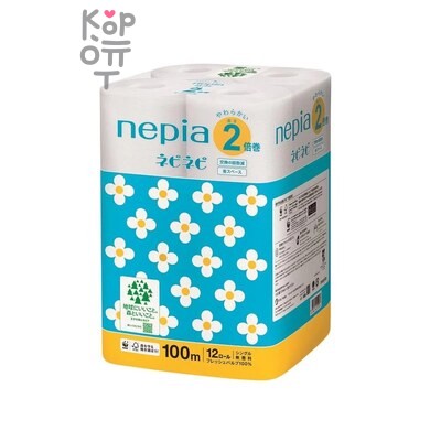 NEPIA "nepi nepi" — Однослойная туалетная бумага 100 м (12 рулонов)