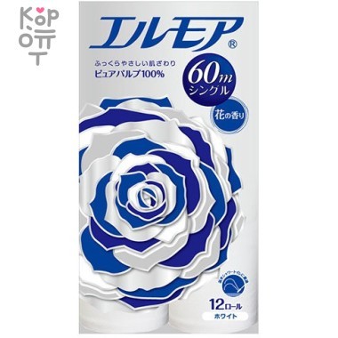 Kami Shodji ELLEMOI Ароматизированная однослойная туалетная бумага 60м (12 рулонов) — Корейские товары для всей семьи(КорОпт)