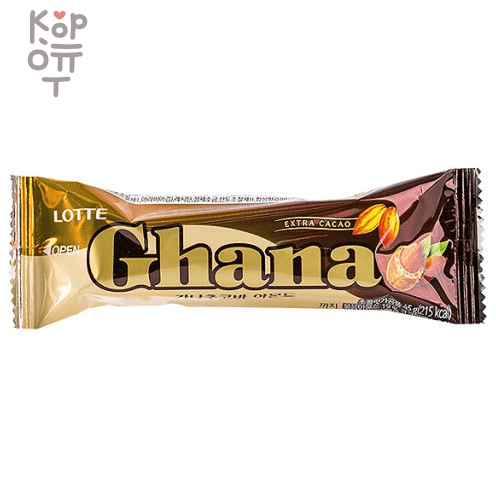 Lotte Ghana Almond Choco Bar - Шоколадный батончик с миндалем 43гр., купить с доставкой на дом фото 1 — Корейские товары для всей семьи(КорОпт)