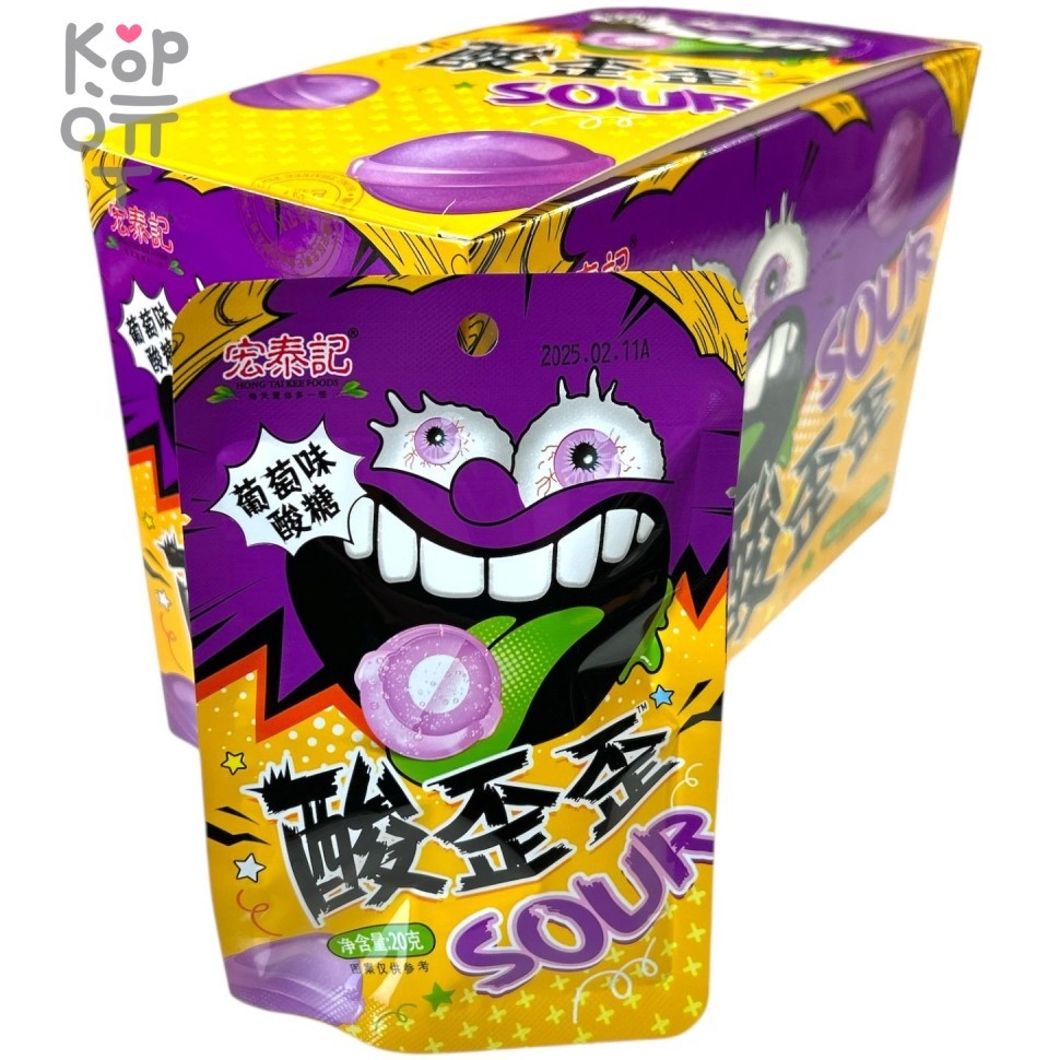 Кислая карамель Hong Tai Super Sour - кисляк до коликов со вкусом Винограда, купить с доставкой на дом фото 1 &mdash; Корейские товары для всей семьи(КорОпт)