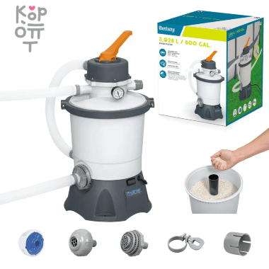 Фильтр-насос Bestway FlowClear для бассейнов, песочный, 220-240V, 3028л/ч, модель 58515 — Корейские товары для всей семьи(КорОпт)