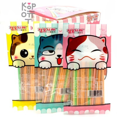 Конфеты Magic Color Stick Candy "Кошачьи истории" Йогуртовые трубочки с фруктовым вкусом