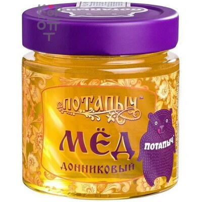 Мёд натуральный донниковый, стекл. б., Потапычъ, 250 г