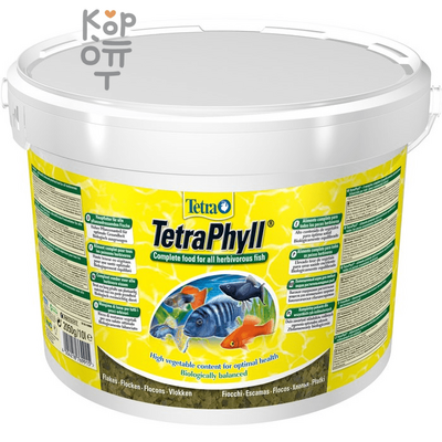 TetraPhyll корм для всех видов рыб растительные хлопья 10л. (ведро)